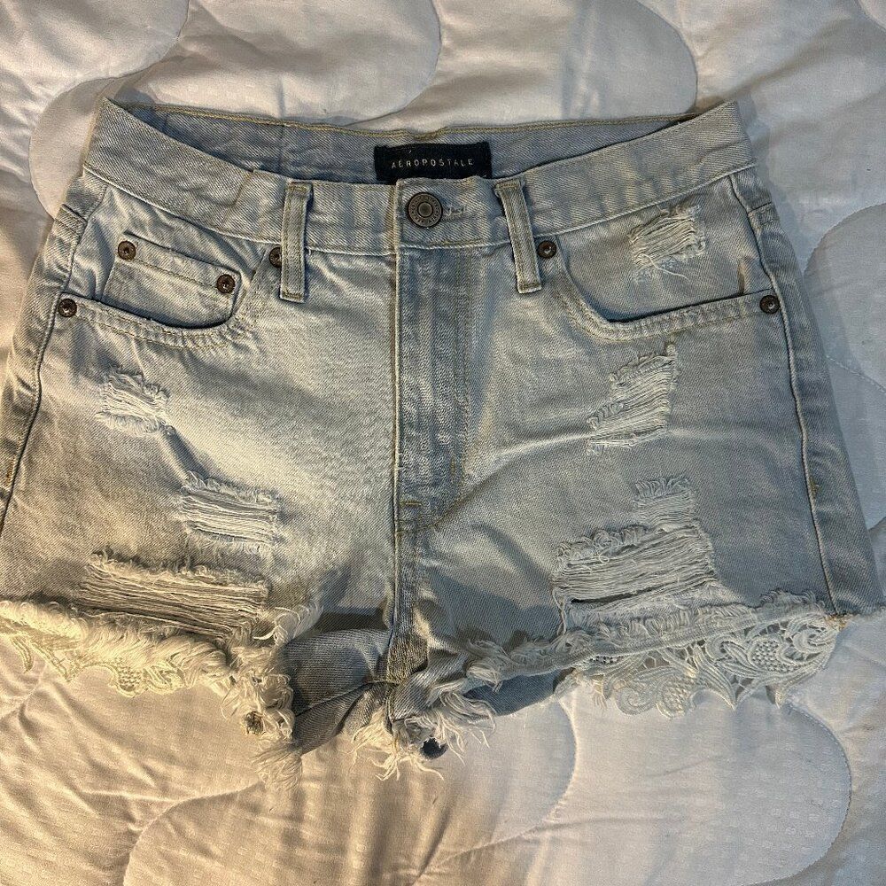 Aeropostale Denim Shorts Size 4 Areo Cheeky